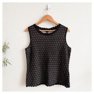 ST. JOHN • Open Knit Sleeveless Top in Black